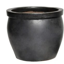 M Collections Pflanztopf Delta Rim Glazed 38 Cm X 38 Cm Schwarz Matt