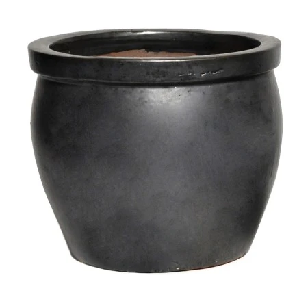 M Collections Pflanztopf Delta Rim Glazed 38 Cm X 38 Cm Schwarz Matt