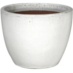 M Collections Pflanztopf Egg Pot Glazed 38 Cm X 38 Cm Weiß