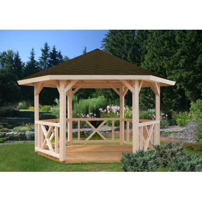 Palmako Holz-Pavillon Betty Grau Imprägniert 337 Cm X 337 Cm Ohne Fußboden – Bild 2