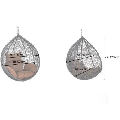 Home Deluxe Hängesessel-Korb Cielo Aus Polyrattan Grau – Bild 5