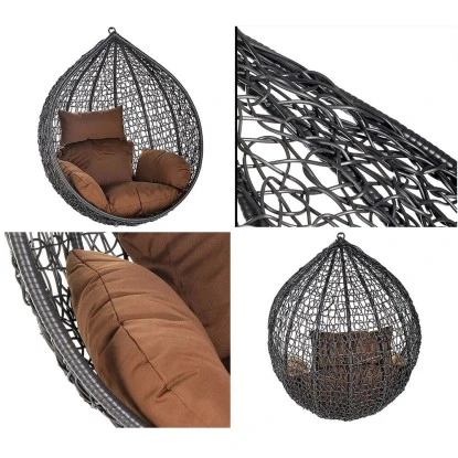 Home Deluxe Hängesessel-Korb Cielo Aus Polyrattan Grau – Bild 9