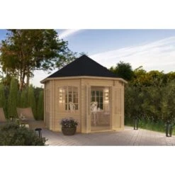 8-Eck-Pavillon 442 Natur 44 Mm 7 Fensterelemente 347 Cm X 347 Cm