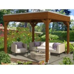 Skan Holz Holz-Pavillon Toulouse Nussbaum Lasiert 294 Cm X 294 Cm