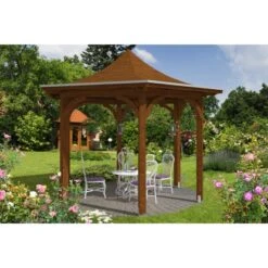 Skan Holz Pavillon Versailles Leimholz 418 Cm X 360 Cm Nussbaum