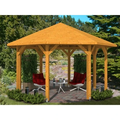Skan Holz Pavillon Nice 2 Leimholz 484 Cm X 484 Cm Eiche Hell