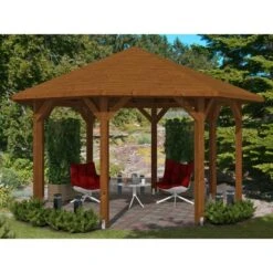 Skan Holz Pavillon Nice 2 Leimholz 484 Cm X 484 Cm Nussbaum